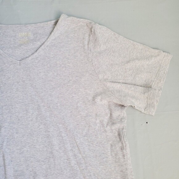 Duluth Trading Co Womens Top Sz L Light Gray No-Yank Short Sleeve V-Neck Shirt - Picture 5 of 12